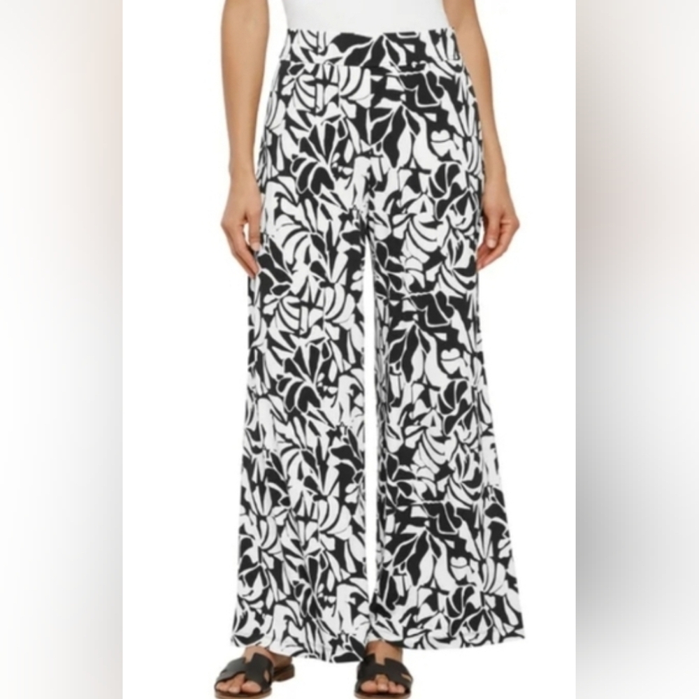 NWT Three Dots Black & White Print Pants Pockets, Size XXL